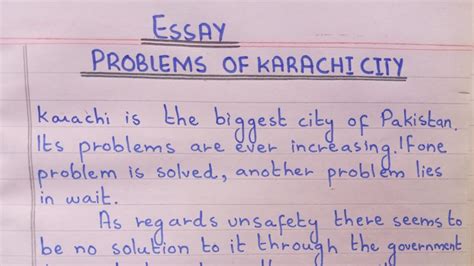 essay on problems of karachi
